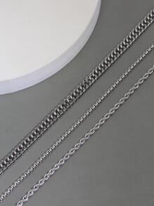 Thời Trang Và Phổ Biến 3 Cái/bộ Nam Dây Chuyền Tối Giản Vòng Cổ Hợp Kim Cho Món Quà Trang Sức Và Cho Vẻ Ngoài Phong Cách - Bạc - Xem 7