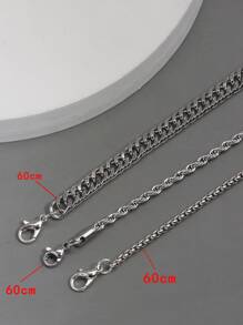 Thời Trang Và Phổ Biến 3 Cái/bộ Nam Dây Chuyền Tối Giản Vòng Cổ Hợp Kim Cho Món Quà Trang Sức Và Cho Vẻ Ngoài Phong Cách - Bạc - Xem 8