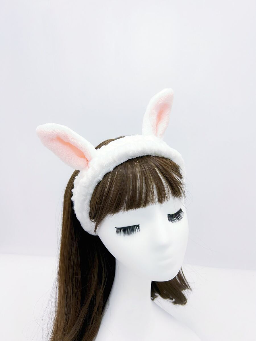 Rabbit Ear Decor Fluffy Hair Bandbathroom Decor Summer - White - View 1