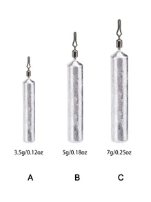 GOTURE 50pcs Fishing Pencil Drop Shot Weights Lead Skinny Sinkers With Barrel Swivel - Multicolor - View 5