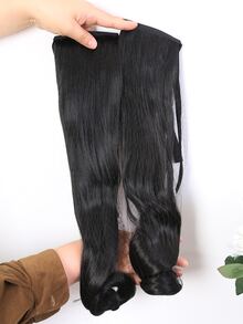 2pcs Long Body Wave Ponytail Synthetic Hair Extension - Black - View 3
