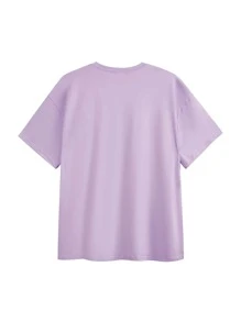 SHEIN Unity 落肩袖字母圖案T恤 - 紫丁香色 - 查看 2