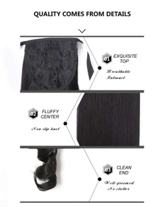 2pcs Long Body Wave Ponytail Synthetic Hair Extension - Black - View 6