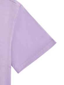 SHEIN Unity 落肩袖字母圖案T恤 - 紫丁香色 - 查看 4