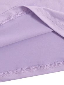 SHEIN Unity 落肩袖字母圖案T恤 - 紫丁香色 - 查看 6