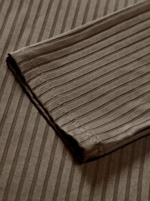 Manfinity Homme Áo thun có cổ Nam Dây kéo màu trơn Giải trí - Cà phê nâu - Xem 4