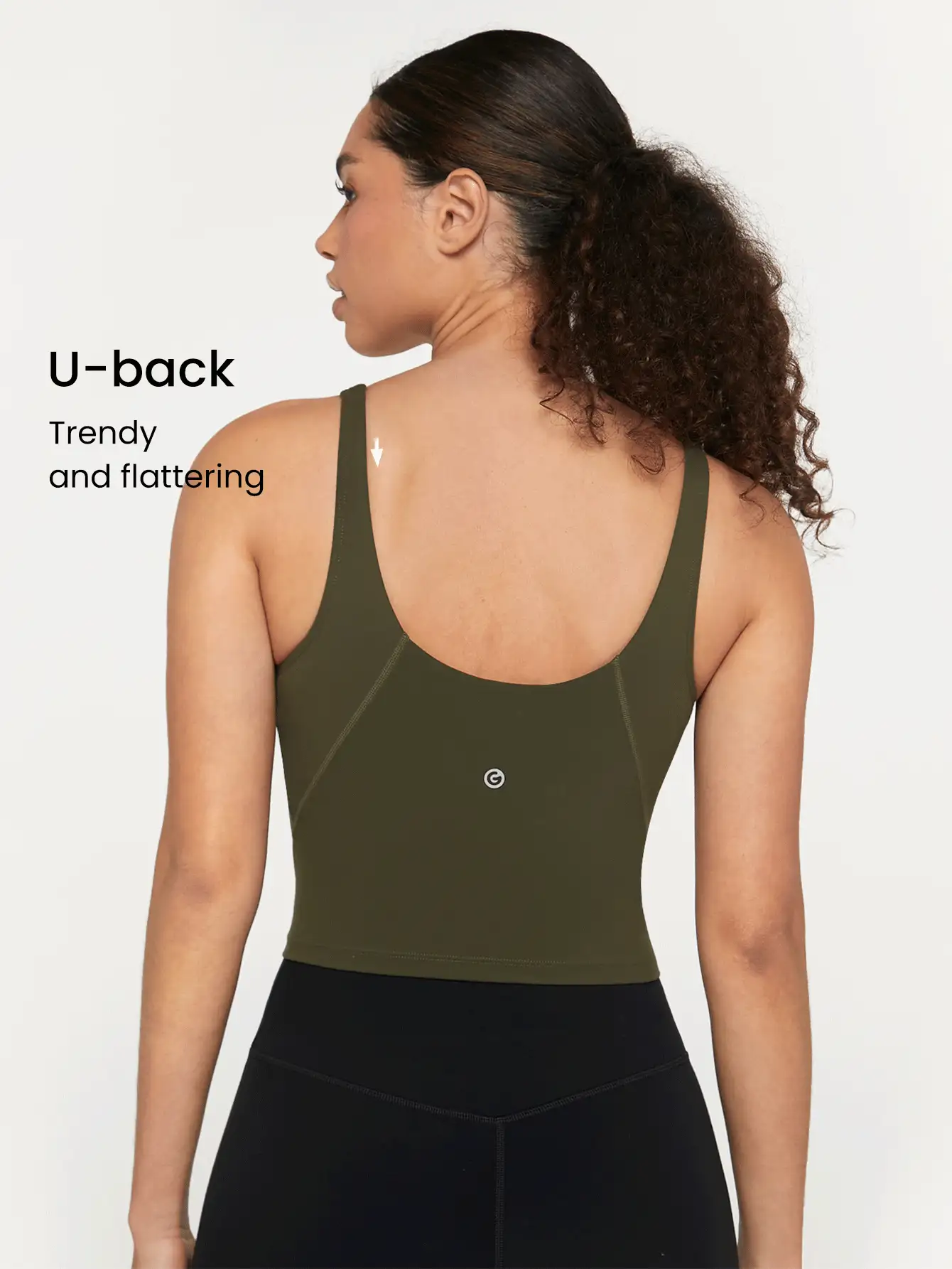 FeatherFit™ U Back Cropped Active Tank Top Low Impact Yoga Pilates Daily Spring Summer