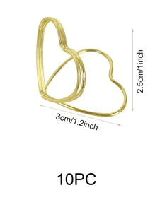 10pcs/set Steel Place Card Holder, Creative Heart Design Place Card For Wedding Party - Gold - View 2
