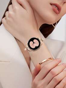 Rhinestone Decor Bracelet Design Watchband Tương thích với Samsung - Hoa hồng vàng - Xem 4