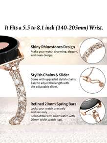 Rhinestone Decor Bracelet Design Watchband Tương thích với Samsung - Hoa hồng vàng - Xem 5