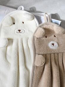 2pcs Cartoon Bear Design Hand Towel, Cute Comfortable Flannelette Washtowel For Home - Multicolor - View 3