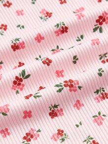 ROMWE Kawaii Camisetas y Tops de Tirantes de Mujer Lazo Encaje en contraste floral de margarita Bohemio - Rosa - Ver 3