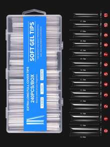 Get Glamorous With 240pcs Super Long XXXL Square Bamboo Transparent French Half Cover False Nail Extension Clear Tips For Women And Girls Press On Nails Nail Supplies - Clear - View 4