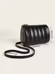 Girls Quilted Chain Crossbody Bag - Black - View 7