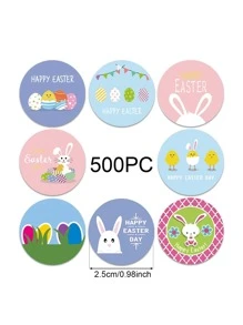 1 pièce Autocollant d'étiquette cadeau en PVC cadeau dessin animé mignon à motif de lapin pour Pâques - Multicolore - Voir 2