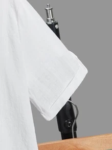 SHEIN Leap Crew Tween Boy Letter Patched Detail Shirt & Shorts Without Tee - White - View 3