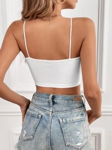 SHEIN Frenchy Áo ba lỗ bó sát thanh lịch giản dị có dây đeo mảnh Áo ba lỗ màu trắng - trắng - Xem 2