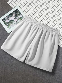 Manfinity Hypemode Men Letter Graphic Drawstring Waist Shorts - White - View 3