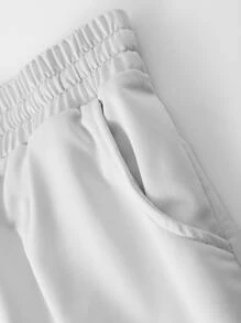 Manfinity Hypemode Men Letter Graphic Drawstring Waist Shorts - White - View 5