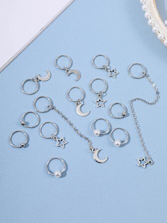 14枚星月吊飾髮圈街頭