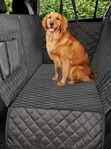 1 tấm thảm ngồi ô tô cho thú cưng chần bông hình học - màu đen - Xem 1