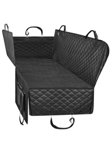 1 tấm thảm ngồi ô tô cho thú cưng chần bông hình học - màu đen - Xem 2