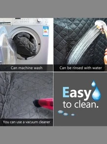 1 tấm thảm ngồi ô tô cho thú cưng chần bông hình học - màu đen - Xem 5