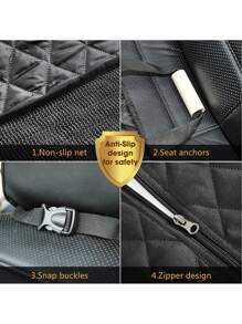 1 tấm thảm ngồi ô tô cho thú cưng chần bông hình học - màu đen - Xem 8