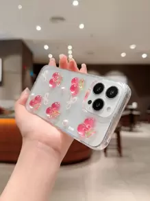 1 pieza Estuche de teléfono de TPU con goteo de cereza compatible con iPhone 13 Pro Max, compatible con iPhone 15/15 Plus/15 Pro/15 Pro Max - Multicolor - Ver 4