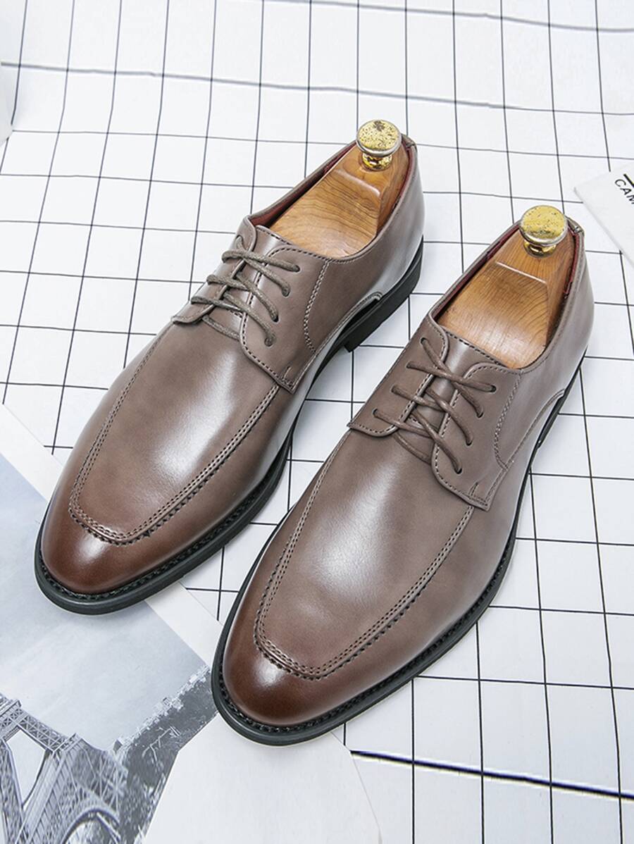 男士牛津鞋繫帶設計禮服鞋灰色