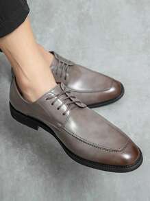 男士牛津鞋繫帶設計禮服鞋灰色