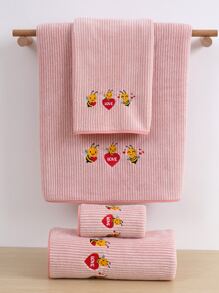 1条刺绣珊瑚绒毛巾，适用于浴室和游泳池，柔软吸水，可作面巾/浴巾使用，有多种尺寸可选，单独出售。适用于美容院、家庭浴室、酒店、运动场所、家居用品、护肤浴巾。 - 粉色 - 查看 3