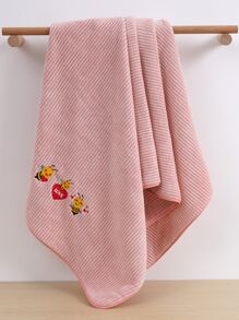 1条刺绣珊瑚绒毛巾，适用于浴室和游泳池，柔软吸水，可作面巾/浴巾使用，有多种尺寸可选，单独出售。适用于美容院、家庭浴室、酒店、运动场所、家居用品、护肤浴巾。 - 粉色 - 查看 5