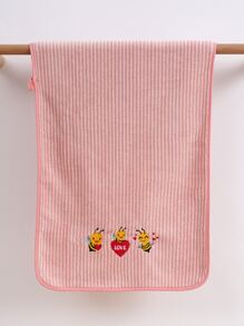 1条刺绣珊瑚绒毛巾，适用于浴室和游泳池，柔软吸水，可作面巾/浴巾使用，有多种尺寸可选，单独出售。适用于美容院、家庭浴室、酒店、运动场所、家居用品、护肤浴巾。 - 粉色 - 查看 7