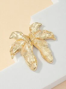 1 对优雅复古叶形女士耳环 - 金黃色 - 查看 2