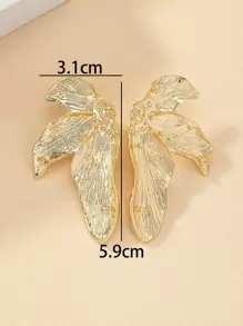 1 对优雅复古叶形女士耳环 - 金黃色 - 查看 4