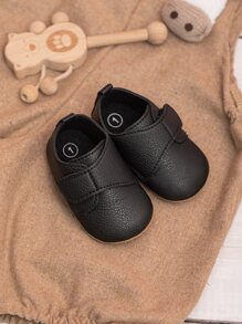 Infant Litchi Embossed Hook-And-Loop Fastener Sneakers - Black - View 2