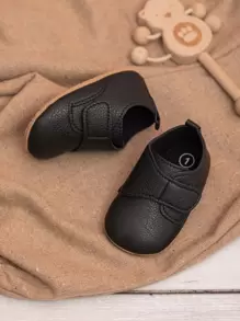 Infant Litchi Embossed Hook-And-Loop Fastener Sneakers - Black - View 3