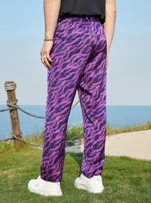 Manfinity 1pc Zebra Striped Print Slant Pocket Trousers - Multicolor - View 2