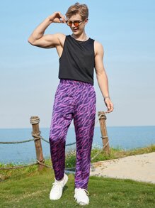 Manfinity 1pc Zebra Striped Print Slant Pocket Trousers - Multicolor - View 7