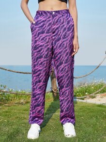 Manfinity 1pc Zebra Striped Print Slant Pocket Trousers - Multicolor - View 3