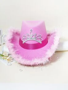 Rhinestone Crown Decor Costume Hat - Pink - View 2