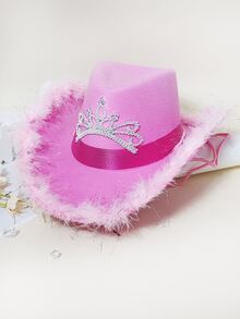 Rhinestone Crown Decor Costume Hat - Pink - View 4