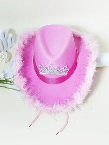 Rhinestone Crown Decor Costume Hat - Pink - View 6