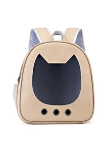 1pc Clear Pet Carrier Bag - Khaki - View 3