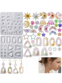 1pc Silicone Mold, Modern Moon & Star Design DIY Silicone Mold For Home - White - View 1