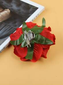 花朵裝飾髮夾 - 紅色 - 查看 2