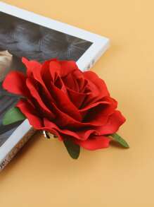 花朵裝飾髮夾 - 紅色 - 查看 3