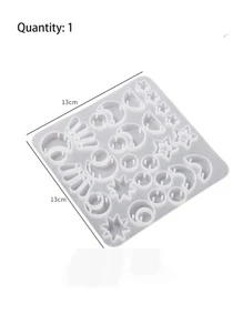 1pc Silicone Mold, Modern Moon & Star Design DIY Silicone Mold For Home - White - View 4