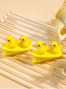 2pcs Duck Decor Alligator Hair Clip - Yellow - View 4